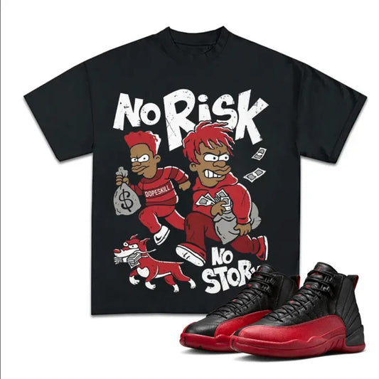No Risk No Story Match 12 Retro Flu Game Outfits, Y2K, Hip Hop Inspired Graphic Tee, Cotton T-shirt Fitted for Streetwear Lovers