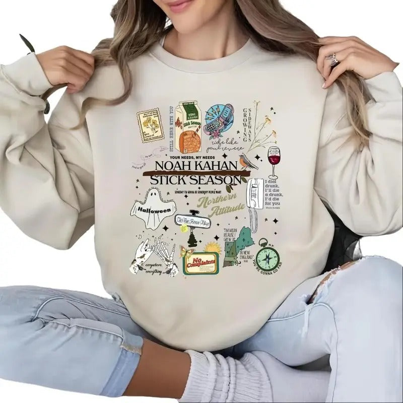 Noah Kahan Stick Season Shirt - Retro Cute Sweatshirt, T-Shirt, Women's Shirt - Womenswear