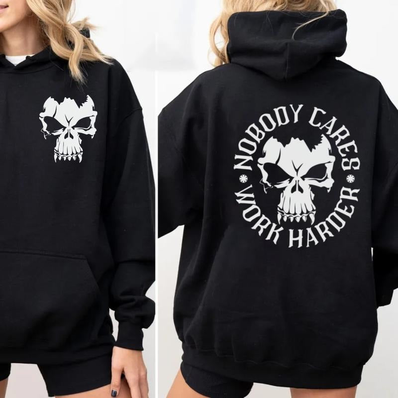 Nobody Cares Work Harder 2 Side Sweatshirt, Pump Cover T Shirt, Gym Rat Gift, Weightlifting Tshirt, Workout Shirt, Unisex Crewneck Pullover Tee, Classic Streetwear