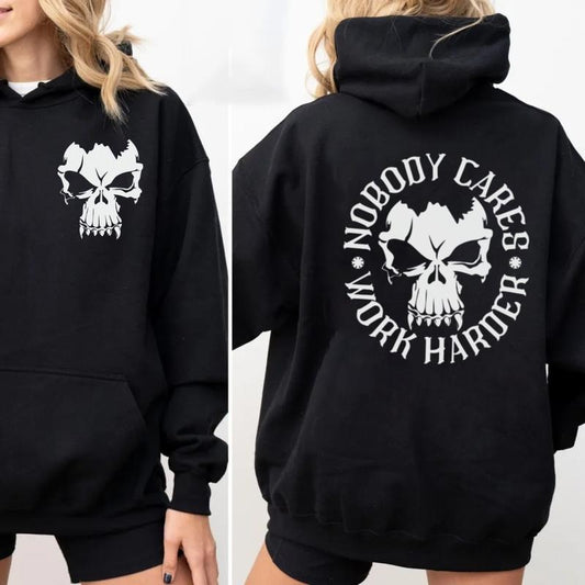 Nobody Cares Work Harder 2 Side Sweatshirt, Pump Cover T Shirt, Gym Rat Gift, Weightlifting Tshirt, Workout Shirt, Unisex Crewneck Pullover Tee, Classic Streetwear