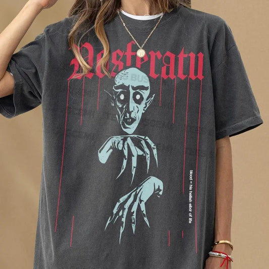 Nosferatu Graphic Tee Shirt, Unisex Vintage Retro Vampire Horror Movie Apparel, Original Nosferatu Count Orlock  Menswear Top, Womenswear Top Underwear Streetwear, Trendy Shirt, Sweatshirt