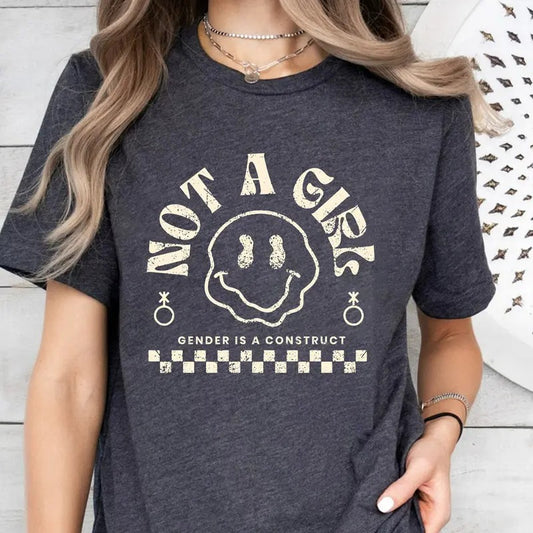 Not A Girl Shirt, Non Binary Shirt, Enby Shirt, Gender Is A Construct Shirt, Nonbinary Pride, Retro Tomboy Queer Shirt, Pride Supporter Gift