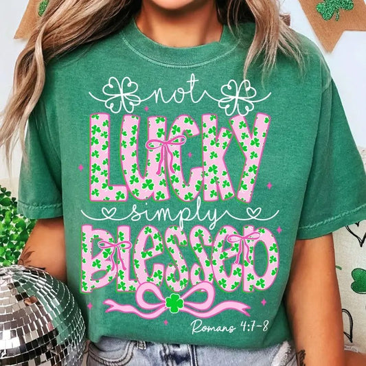 Not Lucky Simply Blessed St. Patrick's Day Coquette T-shirt, St Patricks Day Shirt, St. Patrick Tee, St Pattys Day, Retro St Patrick Day Tshirt