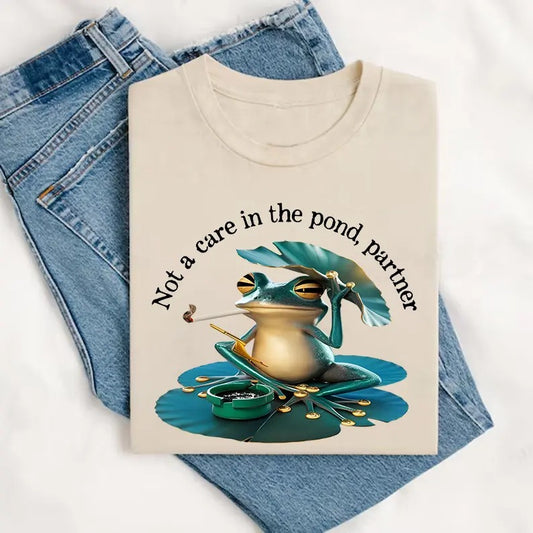 Not a care in the pond partner T-shirt,  meme shirt, funny meme tee, silly shirt