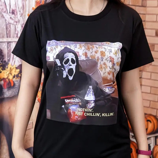 Nothin' Just Chillin' Killin' Shirt, Ghostface Shirt, Funny Halloween Shirt, Scream Shirt,   Shirt, Halloween Gift Shirt, Halloween Tee