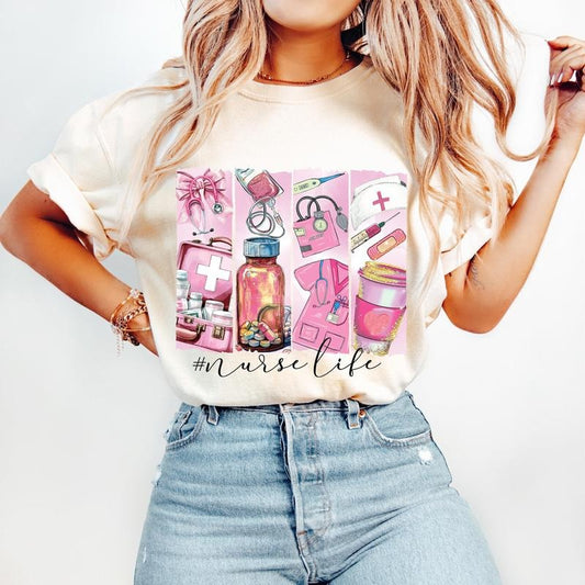 Nurse T-Shirt, Nurse Life T-Shirt, Retro Nurse Coquette T-Shirt, Brushstroke Nurse T-Shirt, Nursing T-Shirt, Nurse Shirt Nurse Gift, Nurse Bow, RN CNA