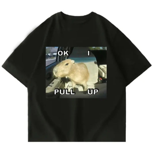 OK I PULL UP CAPYBARA Shirt, CAPYBARA Graphic, Cute Shirt, Vintage Graphic tee, 2000s vintage tops, gift fot him, gift for her top menswear