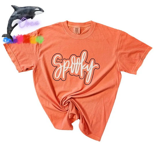 ORCA ~ Comfort Colors SPOOKY GHOST Puff Unisex T-shirts for Halloween Soft 100% Cotton