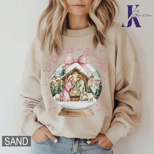 Oh Come Let Us Adore Him Shirt Comfort Colors, Christian Christmas Tshirt, Religious Holiday Tshirt, Women's Holiday Tee