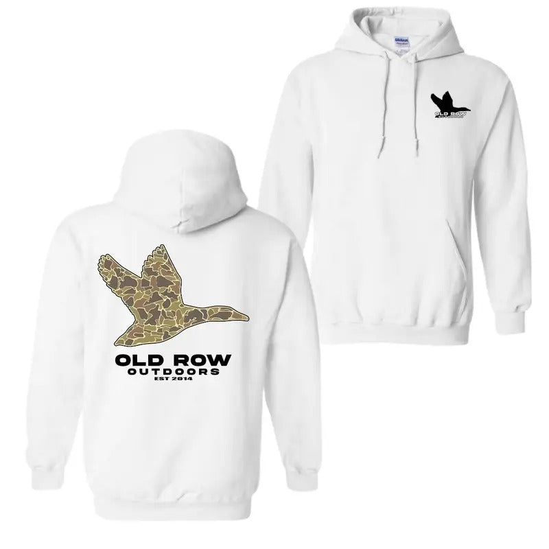 Old Row Outdoors Flying Duck Camo Pocket 2-Side, Outdoors Hoodie, Comfort Clothing, Cotton Fabric Hoodie