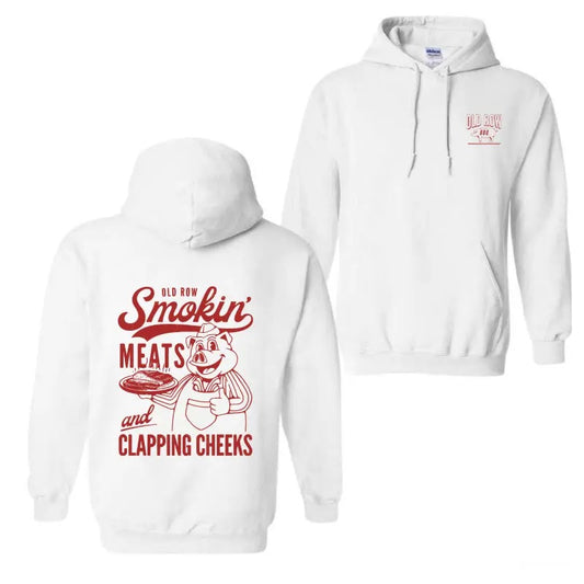 Old Row The Smokin' Meats Hoodie, Unisex Classic Cotton Tee with 2 Sided Graphic Print in All Sizes, For Women