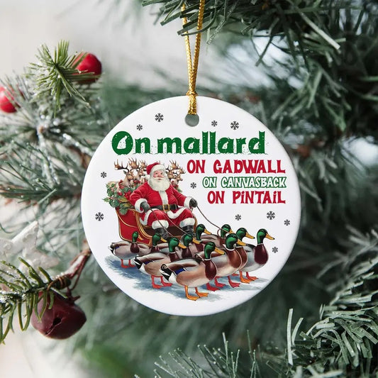 On Mallard On Gadwall Christmas Ornament, Funny Duck Hunting Santa Ornament, Waterfowl Hunting, Santa Ornament, Christmas Gift