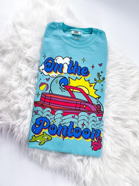On the Pontoon Retro Boat Summer Tshirt in Multiple colors Comfy Unisex T-Shirt Oversized Womenswear
