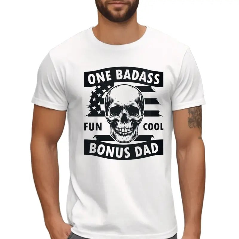 One Badass Bonus Step Dad Shirt, Funny Gift For Stepdad T Shirt, Bonus Dad Tee, Father's Day Gift, Unisex Short Sleeve Tee, Classic Streetwear