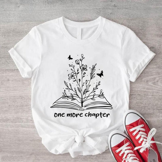 One More Chapter Shirt, Librarian Gift T-shirt, Book Lover Tee, Bookworm Shirt, Reading Vibes Tee, Wild Flowers Book T-shirt, Bookish Tee, Book Nerd Shirt.