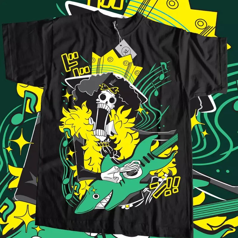One Piece Anime T-Shirt & Sweatshirt, Brook Rockstar Graphic Tee, Anime Manga Lover Gifts t shirt Ball Cotton