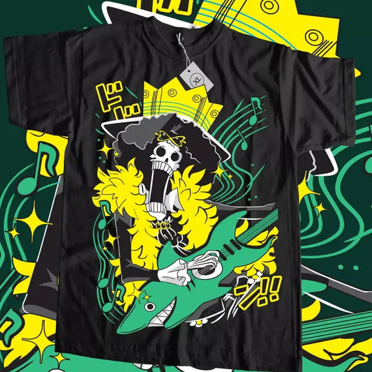 One Piece Anime T-Shirt & Sweatshirt, Brook Rockstar Graphic Tee, Anime Manga Lover Gifts t shirt Ball Cotton