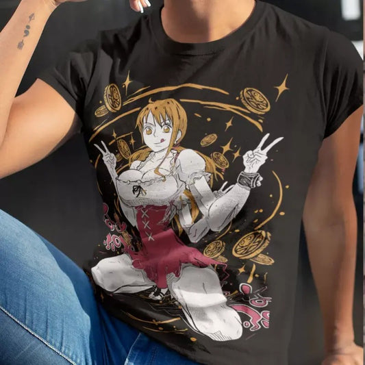 One Piece Anime T-shirt & Sweatshirt, Nami Kawaii Cute Waifu Girl Graphic Tee, Vintage Oversized Unisex Streetwear, Manga Gift For Men Women