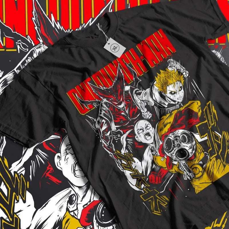 One Punch Man T-Shirt S-4XL Saitama VS Garou Anime Anime Vintage Manga Shirt Tshirt S-4XL