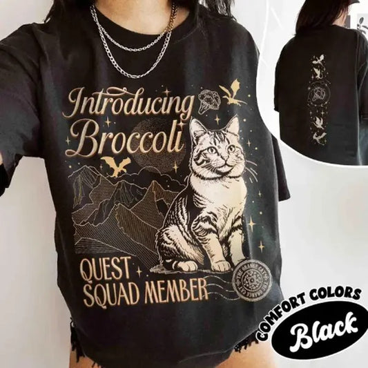 Onyx Storm Broccoli Cat  Shirt, The Quest Squad Fourth Wing Series T Shirt For Fan, Dragon Rider Ridoc Gamlyn Tee, BookishGift