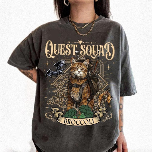 Onyx Storm Comfort Colors Shirt, Quest Squad Broccoli, Fourth Wing Merch, Xaden Riorson Clothes Violet Bookish Top Romantasy Fan Ridoc T-Shirt