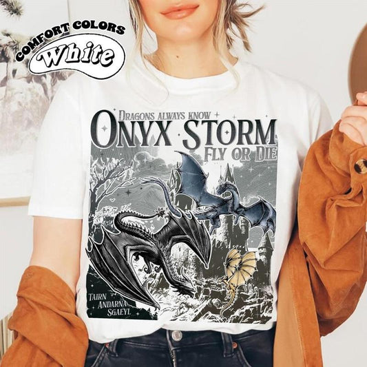 Onyx Storm T-Shirt | Fourth Wing Series Shirt | Dragon Rider | Bookish Tee Gift For Book Lover | Fantasy Book, Gildan Unisex