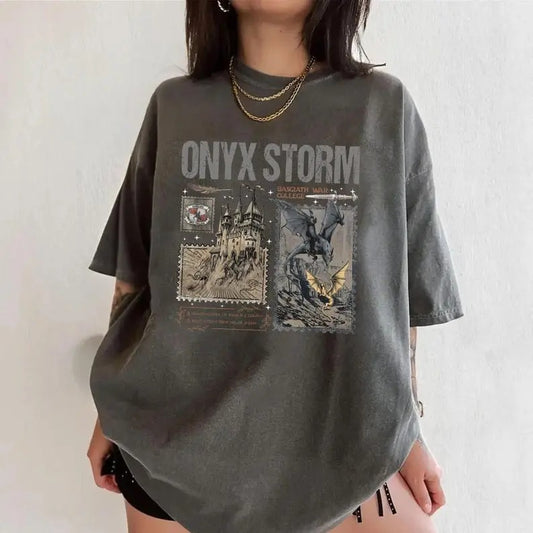 Onyx Storm T-Shirt, Fourth Wing Series Shirt, Dragon Rider, Bookish Tee Gift For Book Lover, Violet Sorrengail, Fantasy Book, Tairn&Andarna