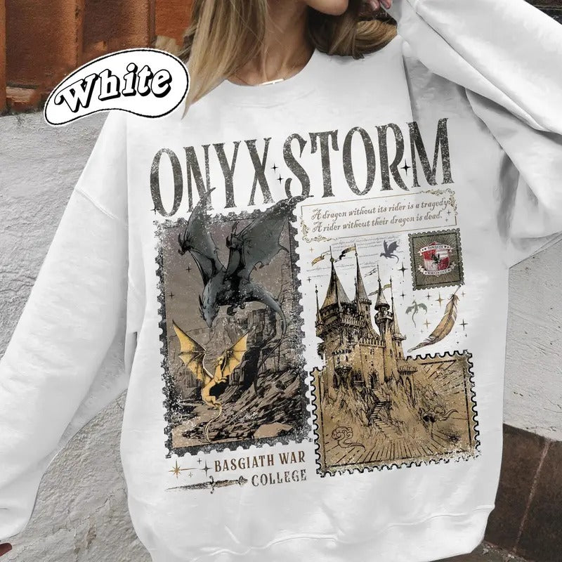 Onyx Storm Tshirt Sweatshirt, Fourth Wing Series Shirt, Dragon Rider, Bookish Tee Gift For Book Lover, Tairn &Andarna, Unisex Sweater Pullover Tee