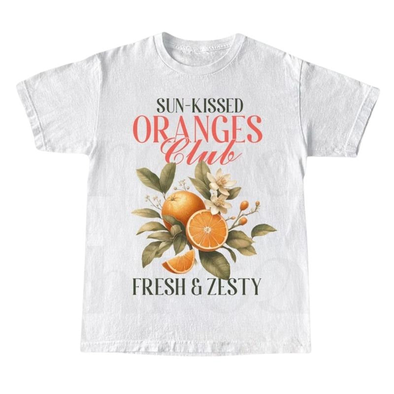 Orange Shirt Art Graphic Tee, Fruit Shirt Pastel Orange Shirt, Foodie Gift for Her Graphic Shirt, Aesthetic Fruit Shirt Boho Graphic tees Women