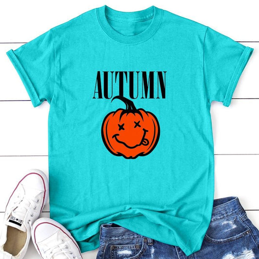 Fall | Autumn Nirvana Apparel, Proudly Printed In The USA, Tee, Gray / White / Blue / Orange, #sassy #cute