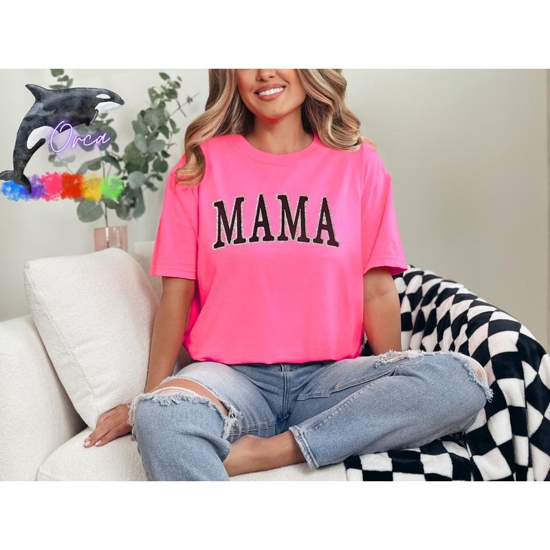 Orca ~ "MAMA" Puff & Glitter Unisex T-shirts ~ Unisex ~ Comfort Colors  Womenswear
