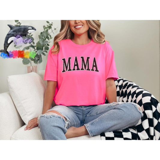 Orca ~ "MAMA" Puff & Glitter Unisex T-shirts ~ Unisex ~ Comfort Colors  Womenswear