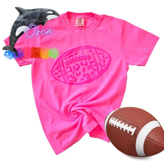 Orca ~ FOOTBALL Comfort Colors Unisex T-shirt with Puff ~ Small - 4XL