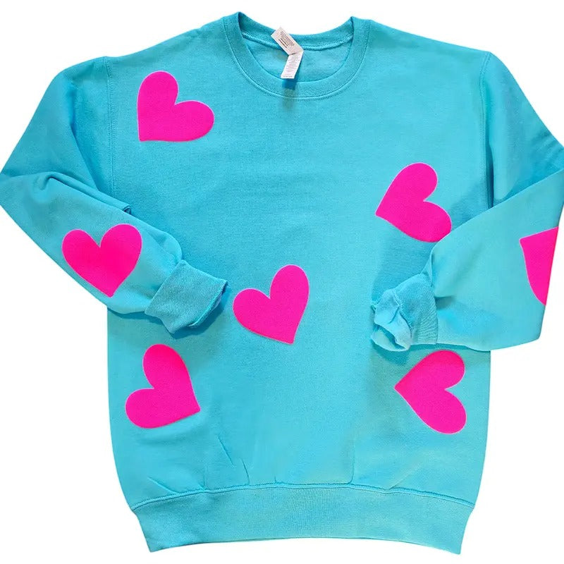Orca ~ HEARTS Unisex Sweatshirts with Puff ~ Small - 4XL Crewneck Casual Womenswear  Comfortable Fit Cute