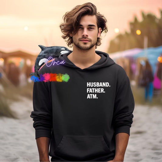 Orca ~ HUSBAND.FATHER.ATM. Unisex Comfort Colors T-shirt ~ Small - 4XL           Menswear Casual Tshirt