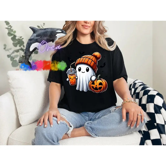 Orca ~ Halloween Cute Ghost Comfort Colors T-shirts ~ Unisex Fit ~ Small - 4XL Womenswear