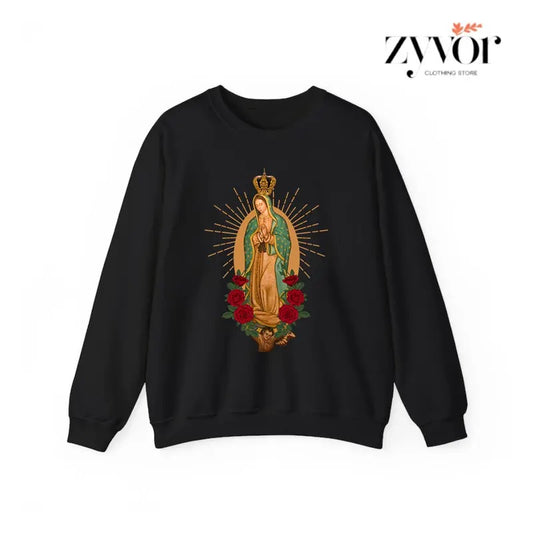 Our Lady of Guadalupe Virgen De Guadalupe Sweatshirt Casual Street Style Fleece Fabric Crewneck Pullover Sweatshirt Tops Trendy for Women for Men