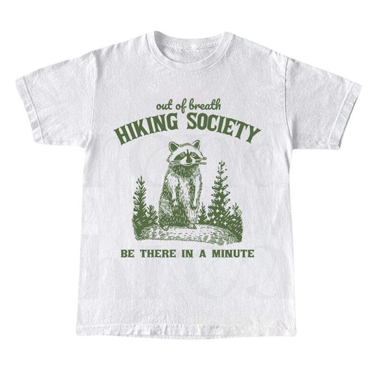 Out of Breath Hiking Society Shirt, Funny Hiking Graphic Tee, Raccoon Trash Panda Shirt, Nature Lover T Shirt, graphic tees Top Womenswear