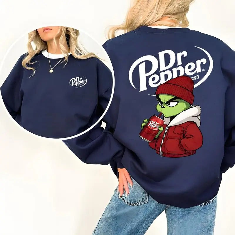 Oversized Dr.Pepper Sweatshirt, Dr. pepper Grnchmas Shirt, Dr. Pepper Christmas Shirt, Merry Gr!!!nchmas Shirt For Men And Women, Gifts For Dr. Pepper Lover