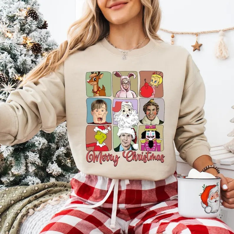 Oversized Merry Christmas Sweatshirt, Christmas Movie T-shirt, Home Alone Movie Tee, Santa Claus Shirt, A Christmas Story Hoodie, Christmas Gifts