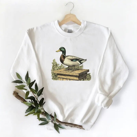 PA123 Vintage Mallard Duck on box Unisex Tshirt Sweatshirt Hoodie, for duck hunters, husbands and Mallard duck lovers