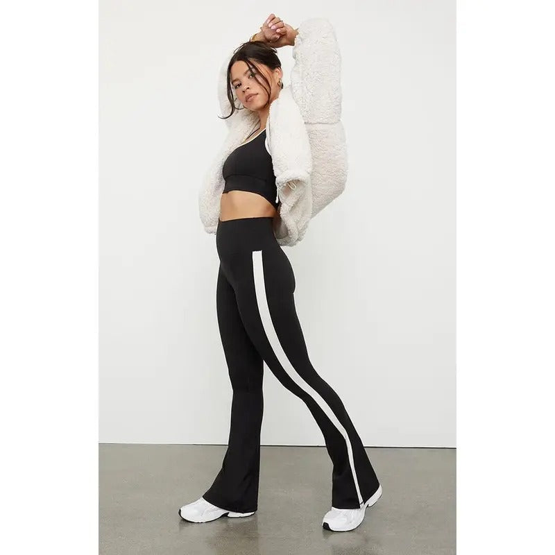 PAC 1980 Women's PAC WHISPER Active Classic Stripe Flare Yoga Pants