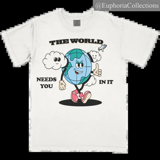 PE The World Tee Planet Euphoria Shirt, Vintage Style 90s Retro Unisex Streetwear Tee , Retro Chic Tee