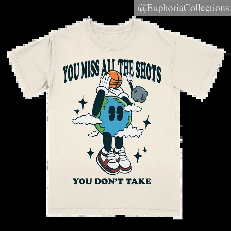 PE You Miss All The Shots Tee Planet Euphoria Shirt, Vintage Style 90s Retro Unisex Streetwear Tee , Retro Chic Tee