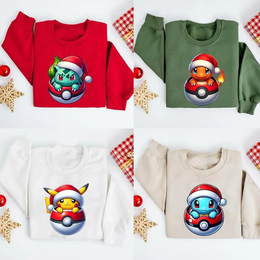 POKEMON Christmas Sweatshirt, Anime Sweatshirt, 90's Pokemon Lovers Christmas SweatShirt, Christmas Gifts For Pokemon Lovers, Pokémon Christmas Sweatshirt, Bulbasaur Christmas Shirt, Pikachu Christmas, Charmander Christmas, Gengar Christmas, Jigglypuff