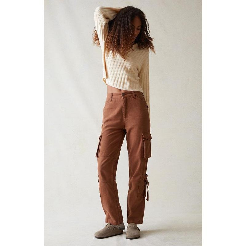 PacSun Women's Comfort Stretch Brown Cargo Dad Pants