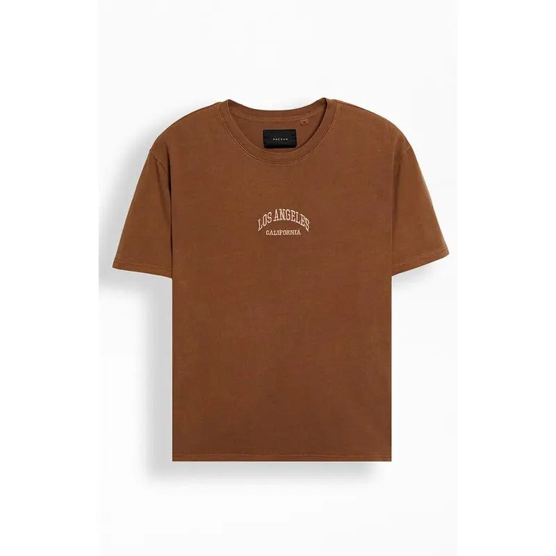 Pacsun Men's Brown Los Angeles Embroidered Vintage Wash T-Shirt