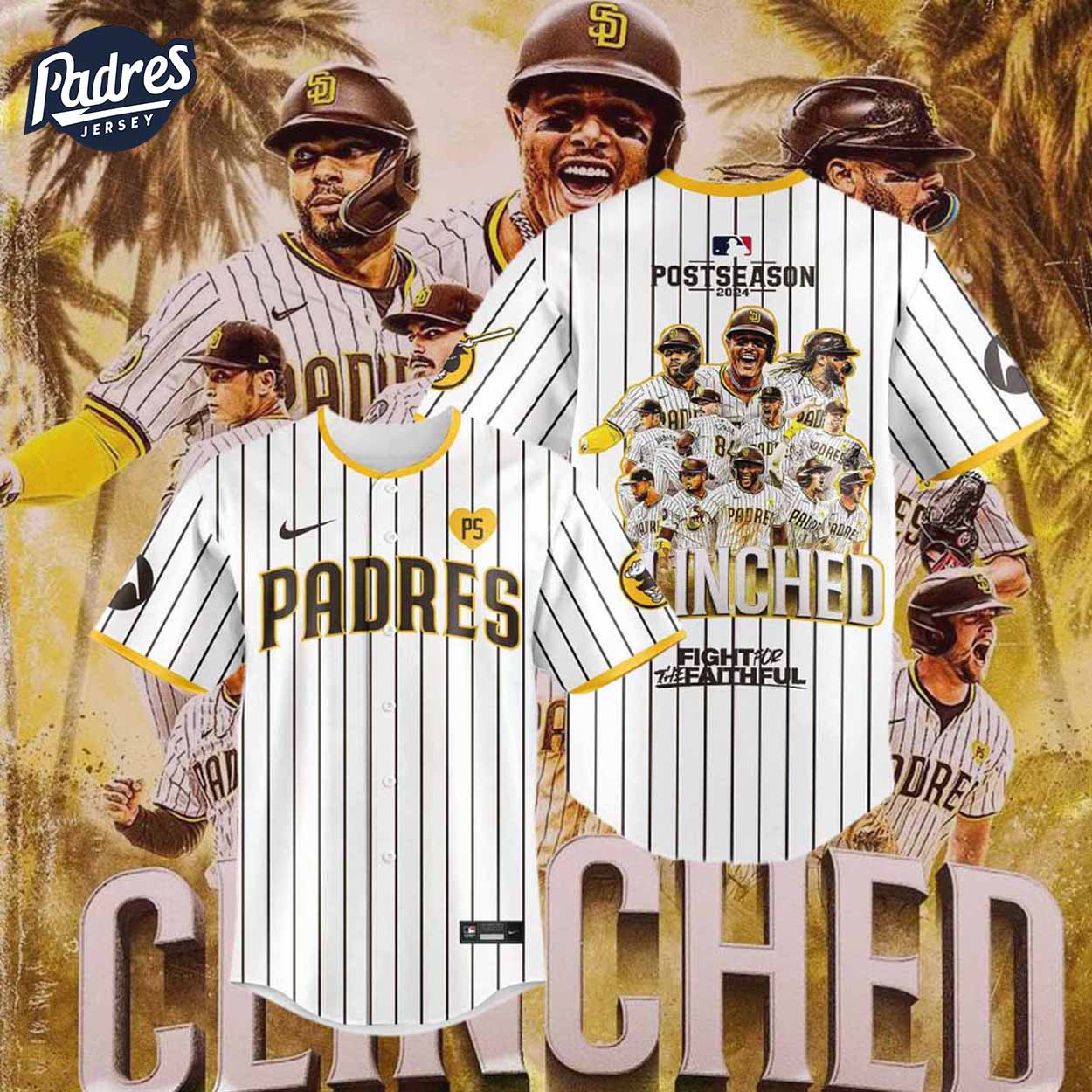 Padres San Diego Padres October Ready Clinched Stripe Baseball Jersey - Padres Jersey Oasis: Elevate Your Baseball Style Game