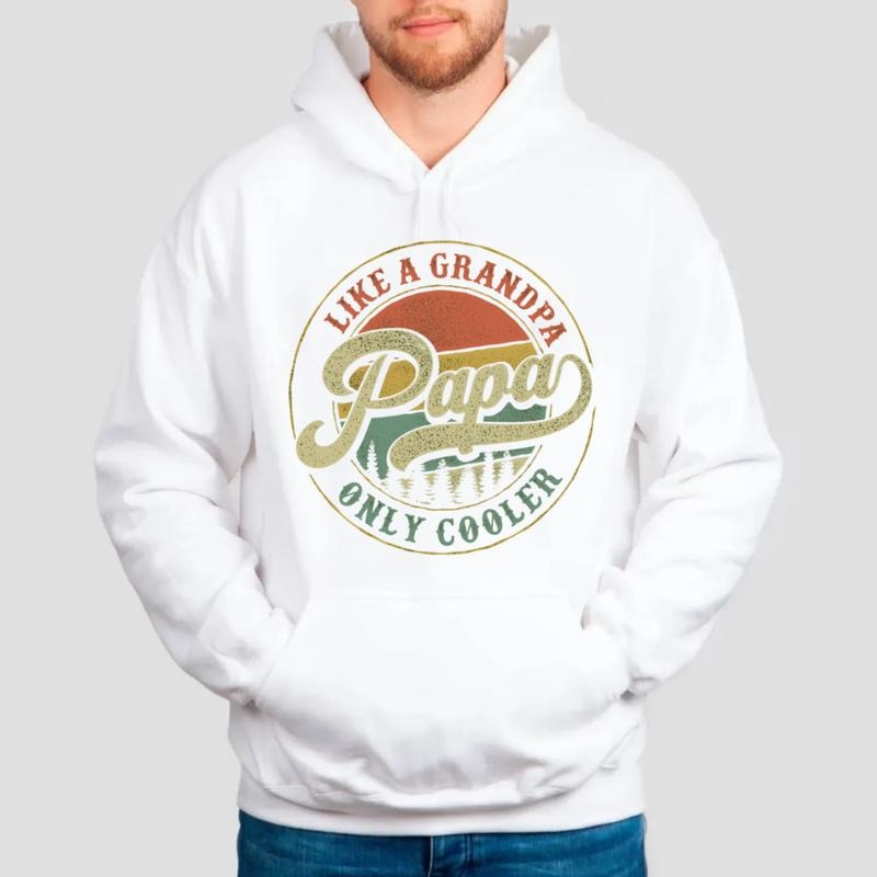 Papa Like A Grandpa Only Cooler Sweatshirt - Unisex Crewneck Pullover Tee with Retro Design, Cotton Blend, Suitable for Men