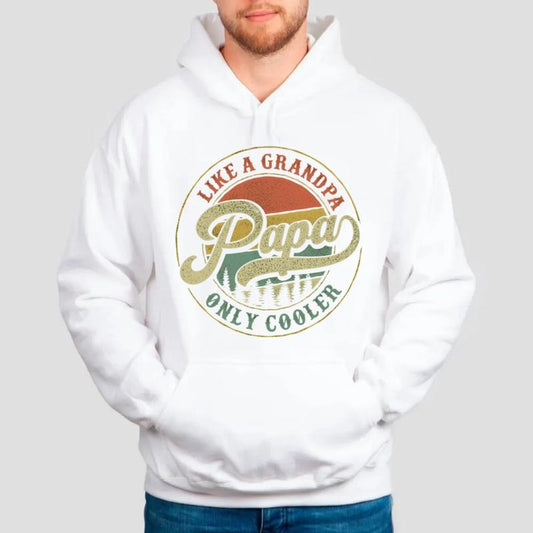 Papa Like A Grandpa Only Cooler Sweatshirt - Unisex Crewneck Pullover Tee with Retro Design, Cotton Blend, Suitable for Men